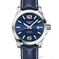 Longines Longines Conquest L3.777.4.99.0   L37774990 механические мужские часы синий циферблат, браслет кожаный — вид спереди